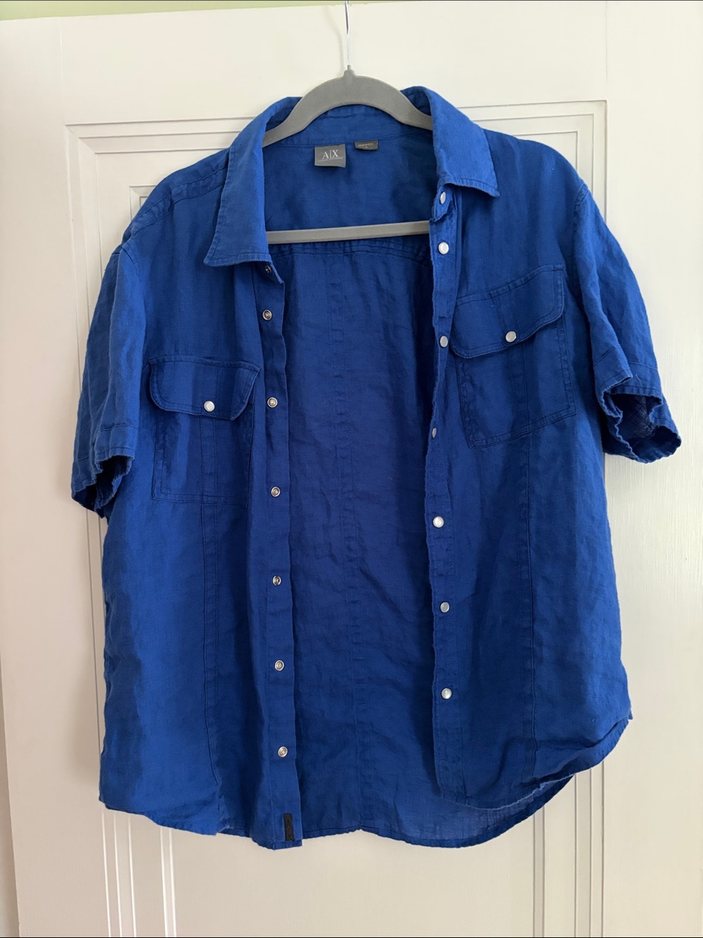 Armani Exchange Deep Blue Button-Up Shirt